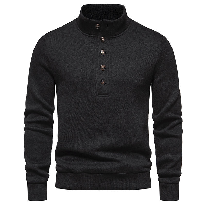 Herren Komfortabler Feinstrick-Pullover mit Knopfleiste und Stehkragen Drune