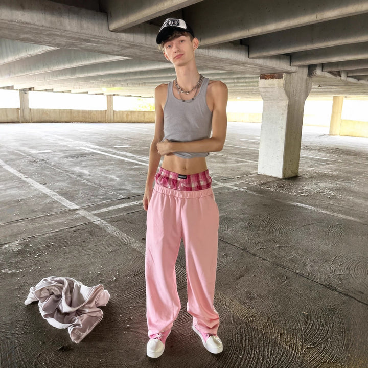 Damen nan lässige Jersey-Loungehose mit elastischem Bund und weitem Bein Drune