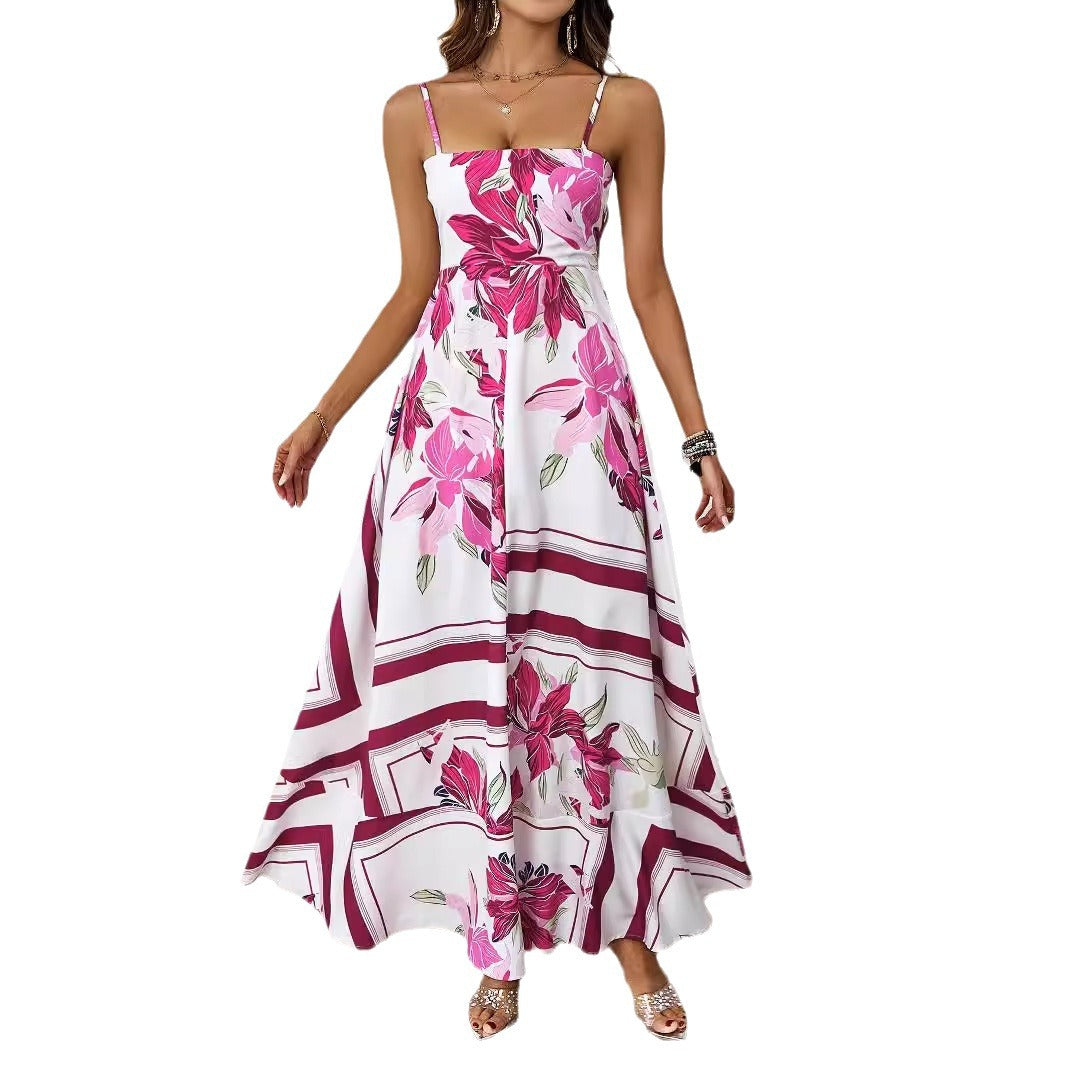 Damen Maxikleid mit modernem graphischem Druck und lockerer Passform Drune
