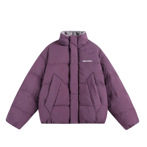Damen Oversize Steppjacke mit hohem Plüschkragen und Windschutzleiste Drune
