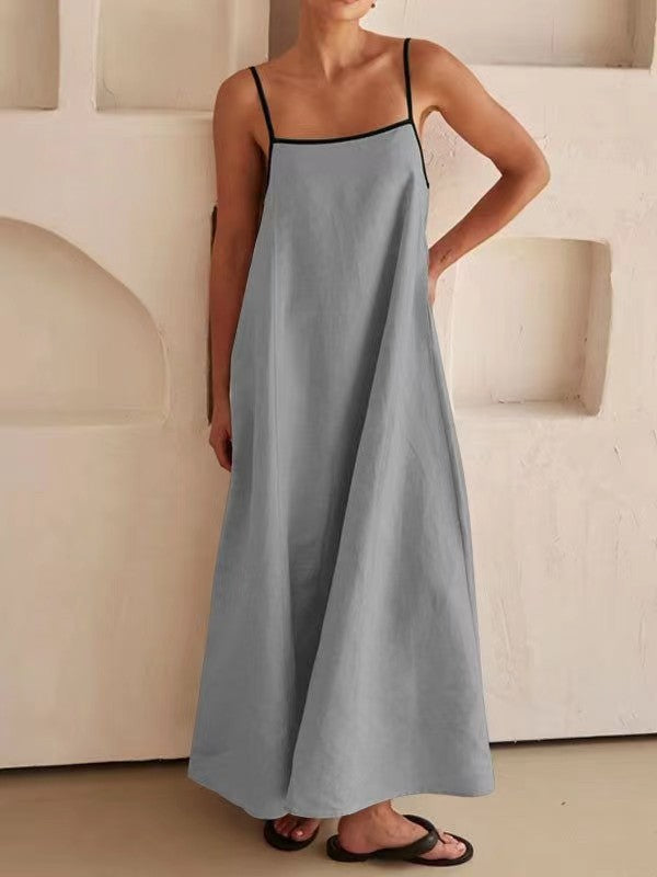 Damen Sommerliches Maxikleid mit schmalen Spaghettiträgern und fließendem Schnitt Drune