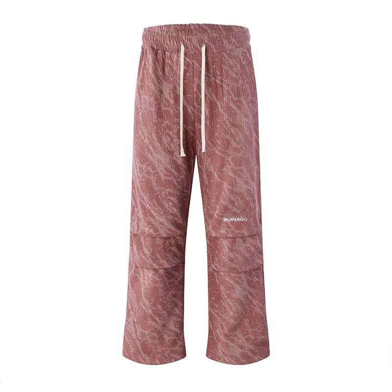 Herren Weite Cargo-Baggy-Hose mit Tunnelzugbund, Pattentaschen & technischem Marble-Print Drune