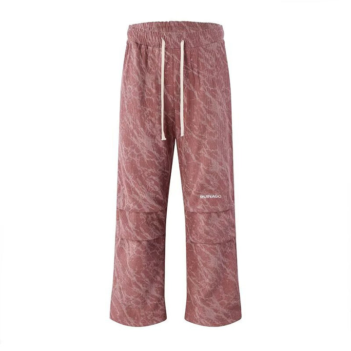 Herren Weite Cargo-Baggy-Hose mit Tunnelzugbund, Pattentaschen & technischem Marble-Print Drune