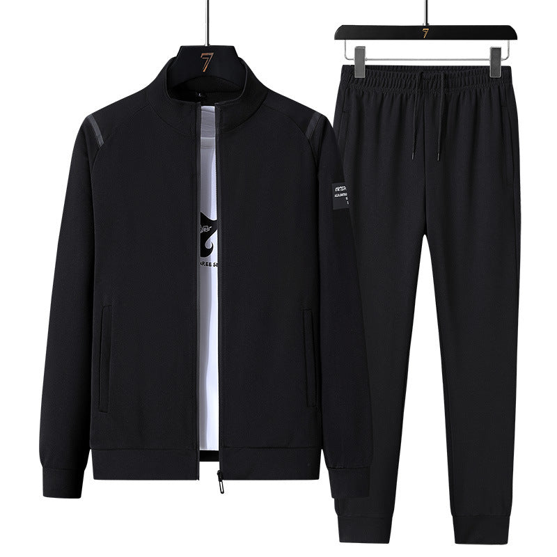 Herren Sportlicher Trainingsanzug-Set mit Reißverschlussjacke, Rundhalsausschnitt-Sweatshirt und Slim-Fit Jogginghose Drune