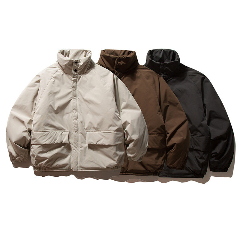 Unisex Boxy Wattierte Übergangsjacke mit hohem Stehkragen, elastischen Bündchen und aufgesetzten Klappentaschen Drune