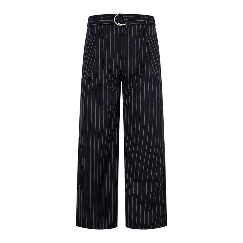 Damen Weite Leinen-Mix Culotte-Hose mit Hochbund und D-Ring-Gürtel Drune