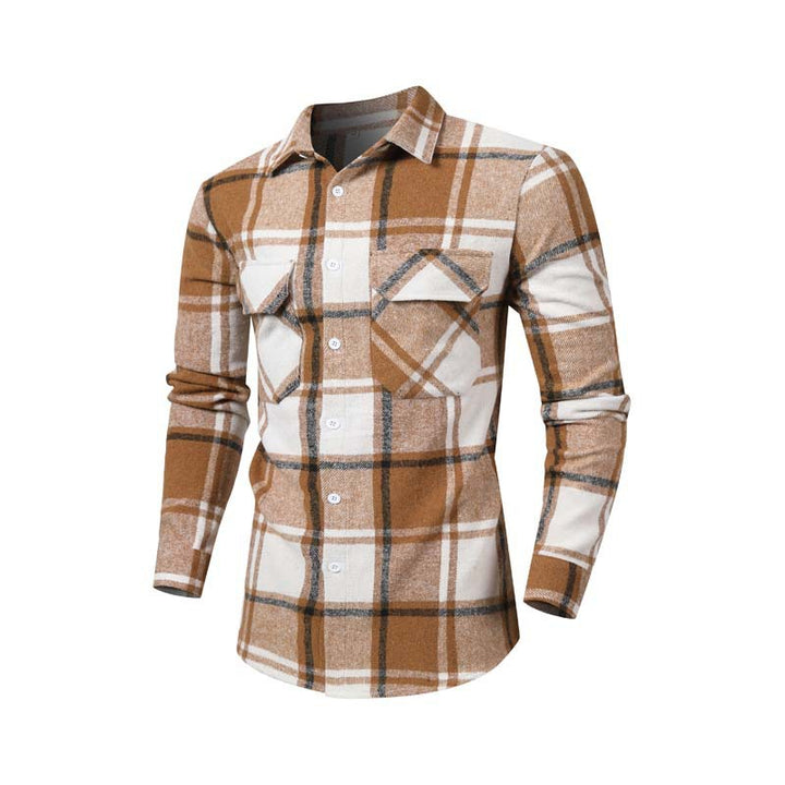 Herren Flanellhemd mit klassischem Karomuster und Brusttaschen Drune