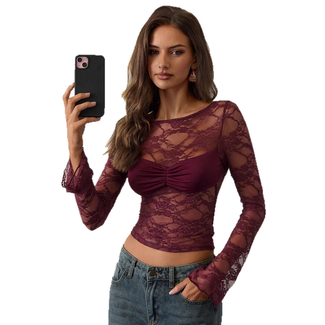 Damen nan tailliertes Spitzenoberteil mit integriertem Bustier und geraffter Brustpartie Drune