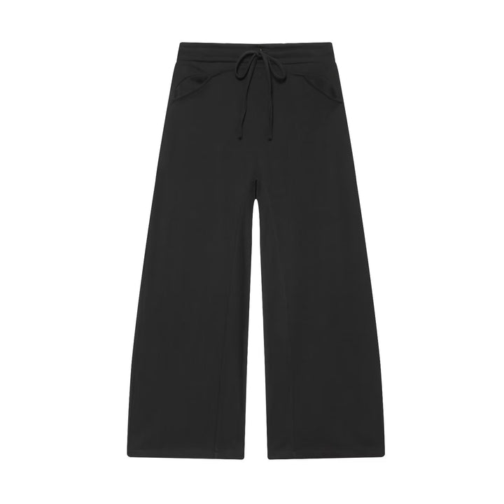 Damen Weite Cropped-Jogger mit Kordelzug, Eingrifftaschen und dekorativer Schrittnaht Drune