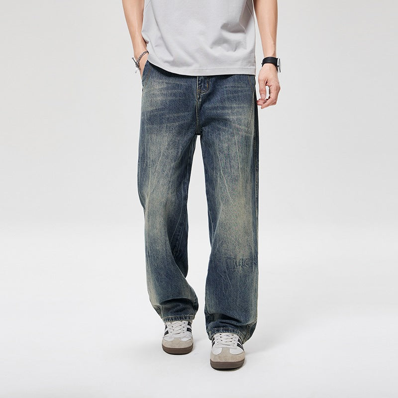 Herren Baggy-Jeans im Vintage‑Wash mit hoher Bundhöhe, relaxed Bein & dezenter Distressed‑Optik Drune