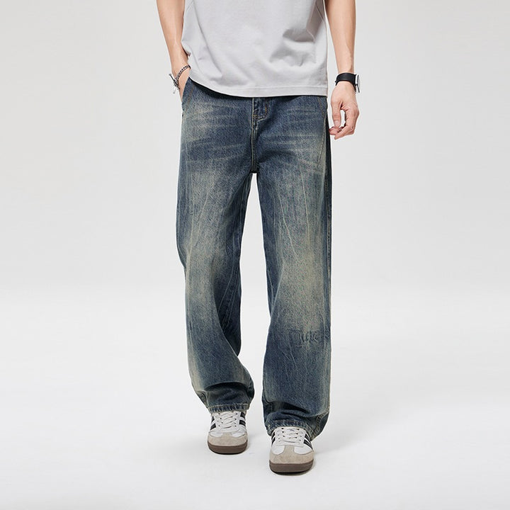 Herren Baggy-Jeans im Vintage‑Wash mit hoher Bundhöhe, relaxed Bein & dezenter Distressed‑Optik Drune