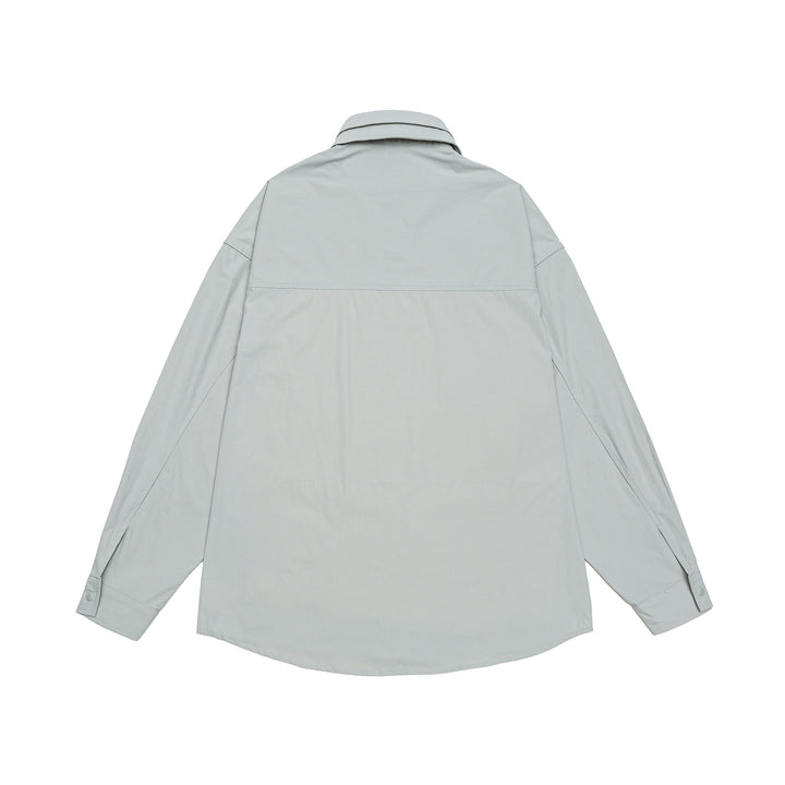 Unisex Oversize Hemdjacke mit Druckknopf‑Front und aufgesetzter Brusttasche Drune