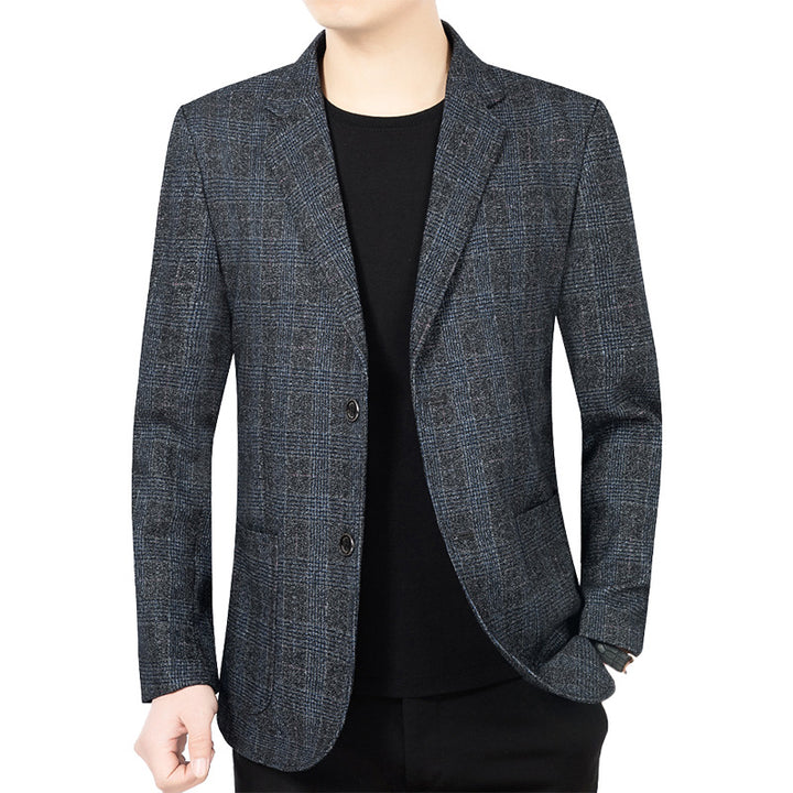 Herren Glencheck-Sakko Slim Fit aus Wollmischung mit dezentem Overcheck Drune