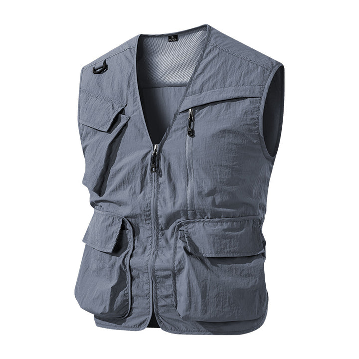 Herren Multifunktionale Outdoor-Utility‑Weste mit Mesh‑Innenfutter und zahlreichen Taschen Drune
