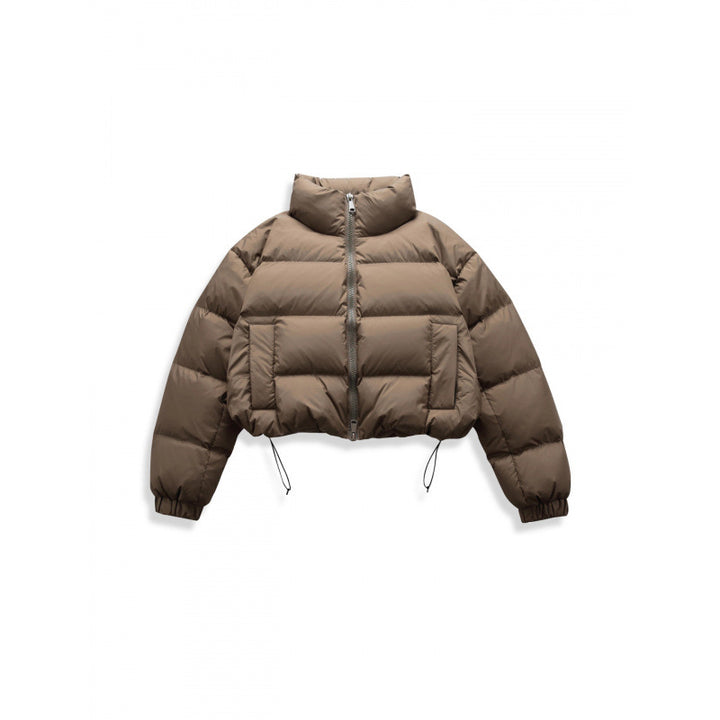 Damen Kurz geschnittene gesteppte Winterjacke im Cropped‑Style mit hohem Stehkragen Drune
