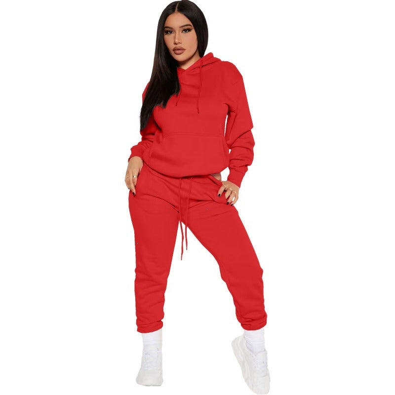 Damen nan zweiteiliges Lounge-Set mit Kapuzenpullover und High-Waist Jogginghose aus weichem French Terry Drune
