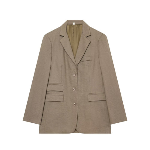 Damen Einreihiger Business-Blazer mit Pattentaschen und Reverskragen Drune