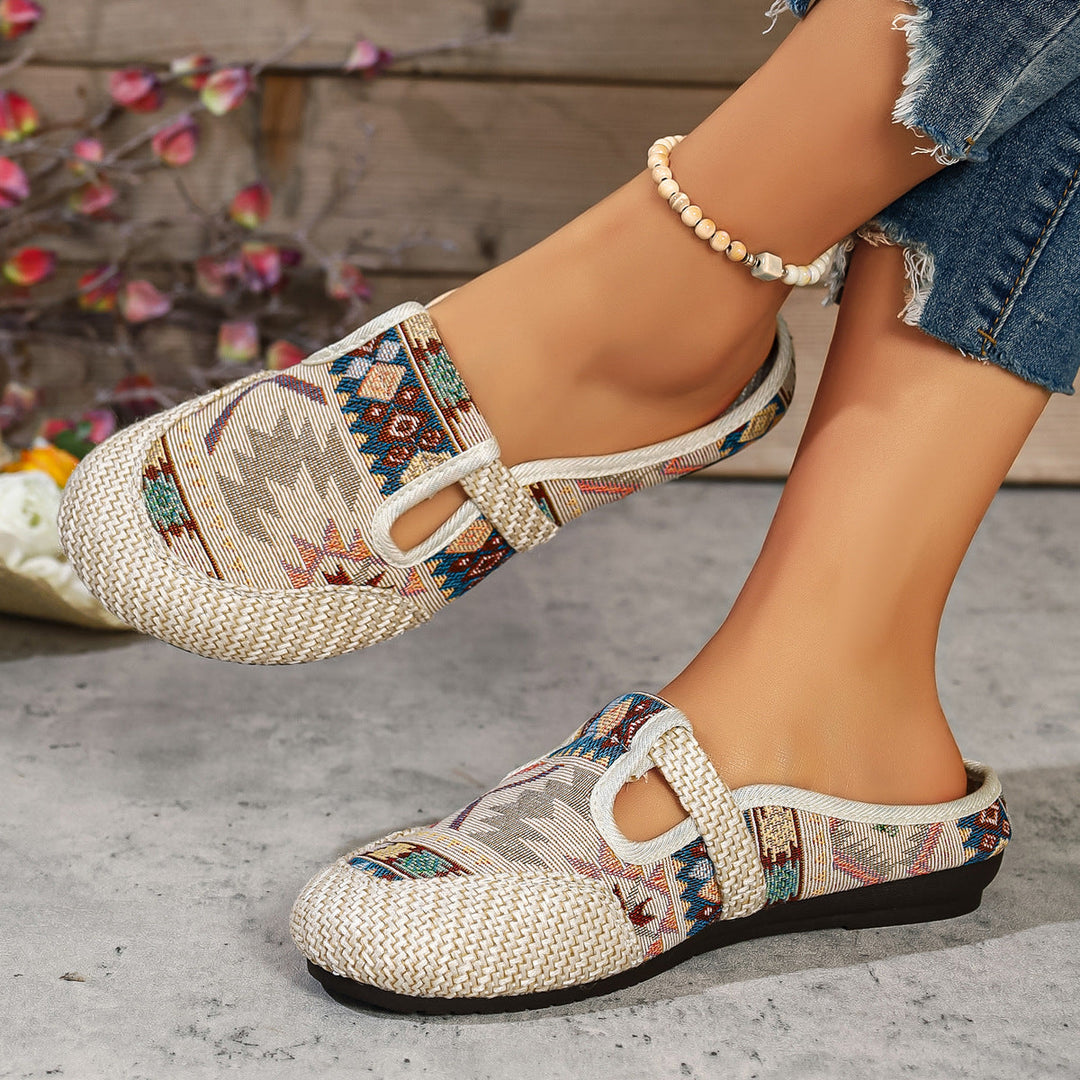 Damen komfortable und modische Clogs mit buntem Jacquard-Muster Drune