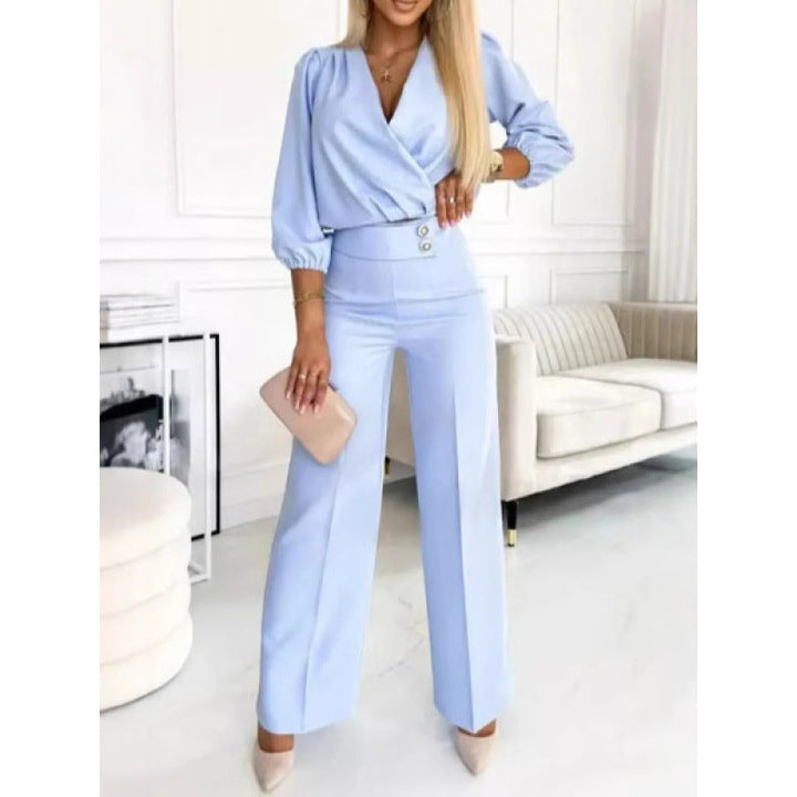 Damen elegantes Jumpsuit mit weiten Beinen Drune