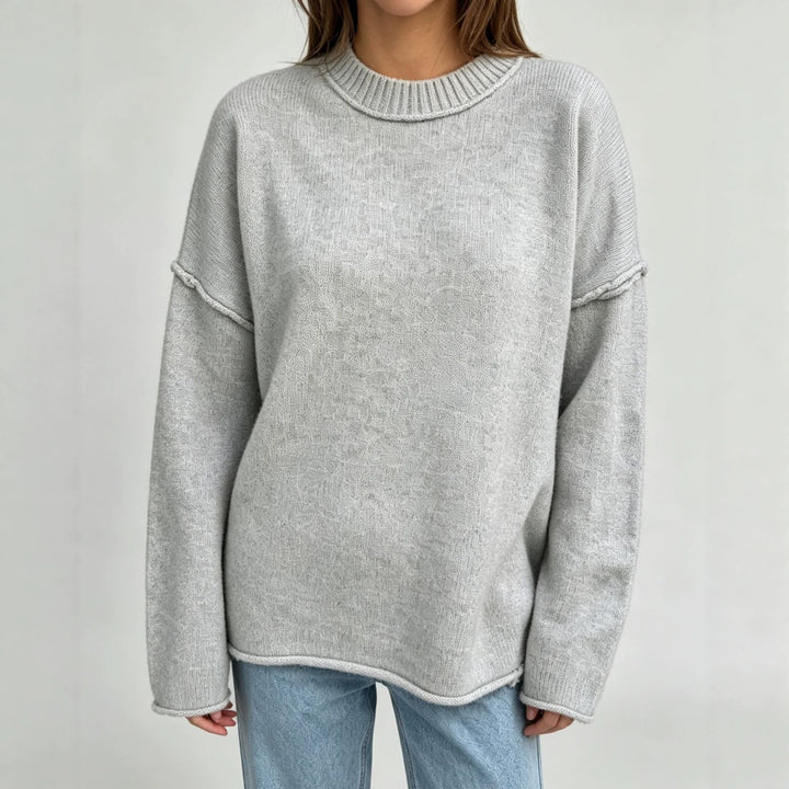 Damen Oversize-Boxy-Pullover mit kurzem Stehkragen und dekorativer Kantennaht Drune