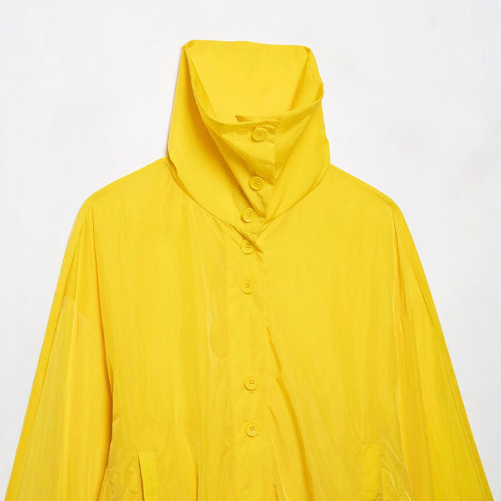 Damen Kurzer Tech‑Shell Blouson im Oversize‑Look mit hohem Stehkragen und Tunnelzug Drune