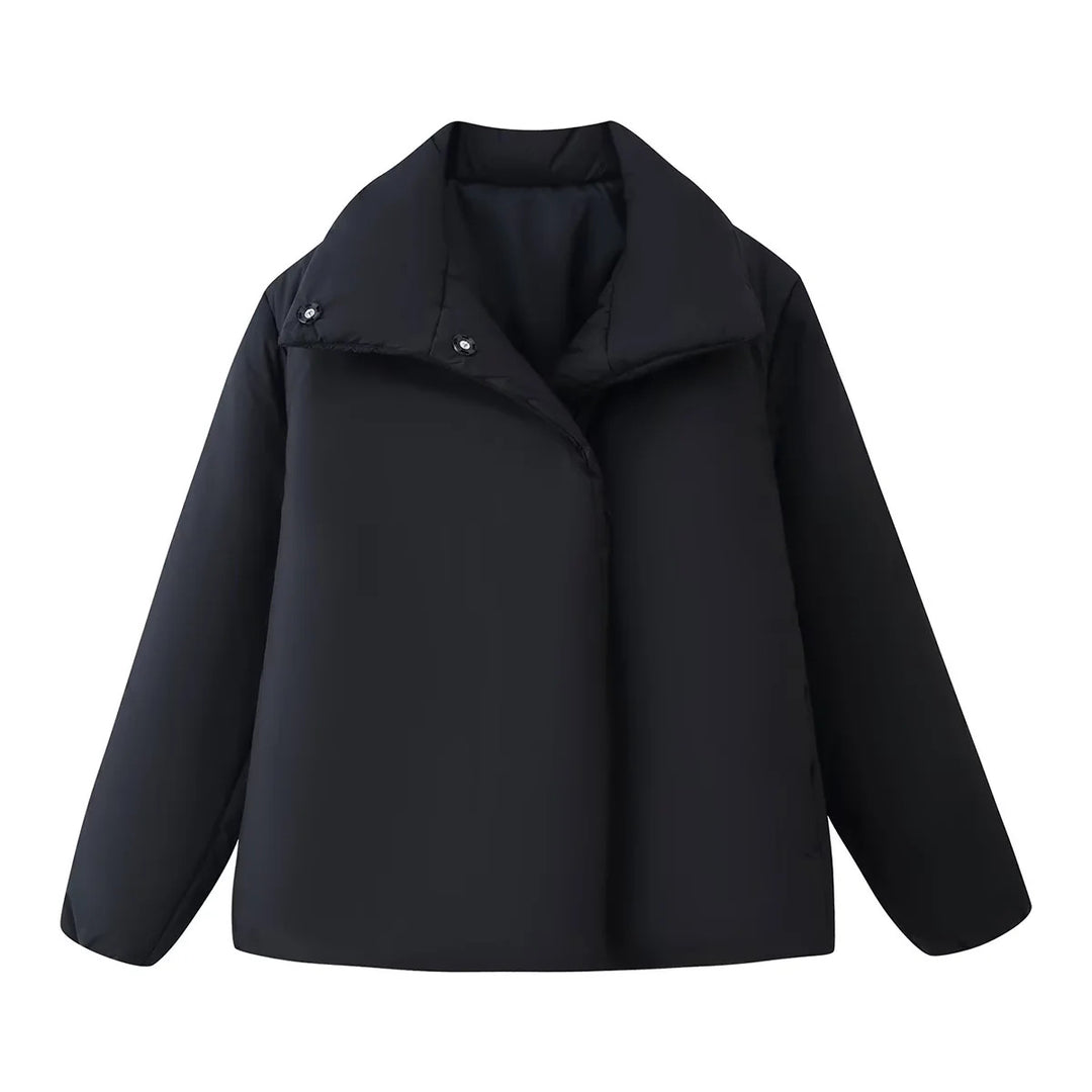 Damen nan minimalistische Steppjacke mit hohem Stehkragen und kastiger Boxy‑Passform Drune