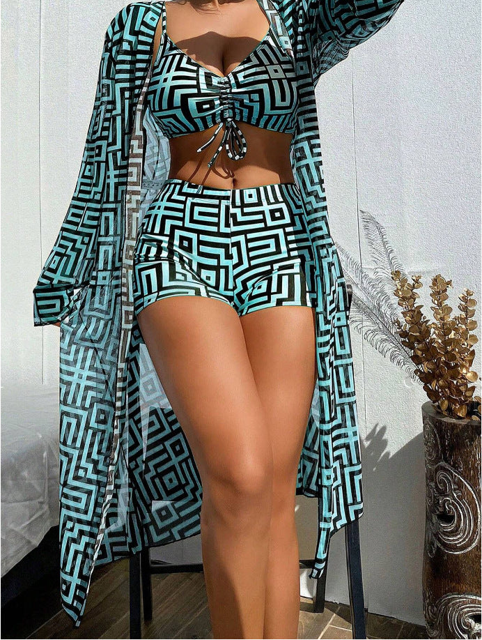Damen Bunte Bikini- und Kaftan-Kombination Drune