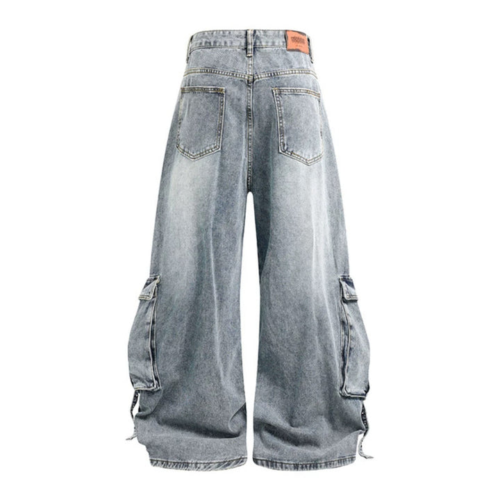 Damen weite Denim-Cargo-Culottehose mit hoher Taille und Multifunktionstaschen Drune