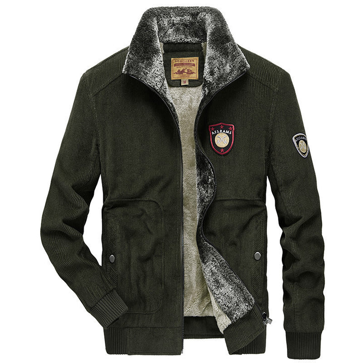 Herren Cordjacke mit wärmender Teddy-Innenfütterung und Badge-Details Drune