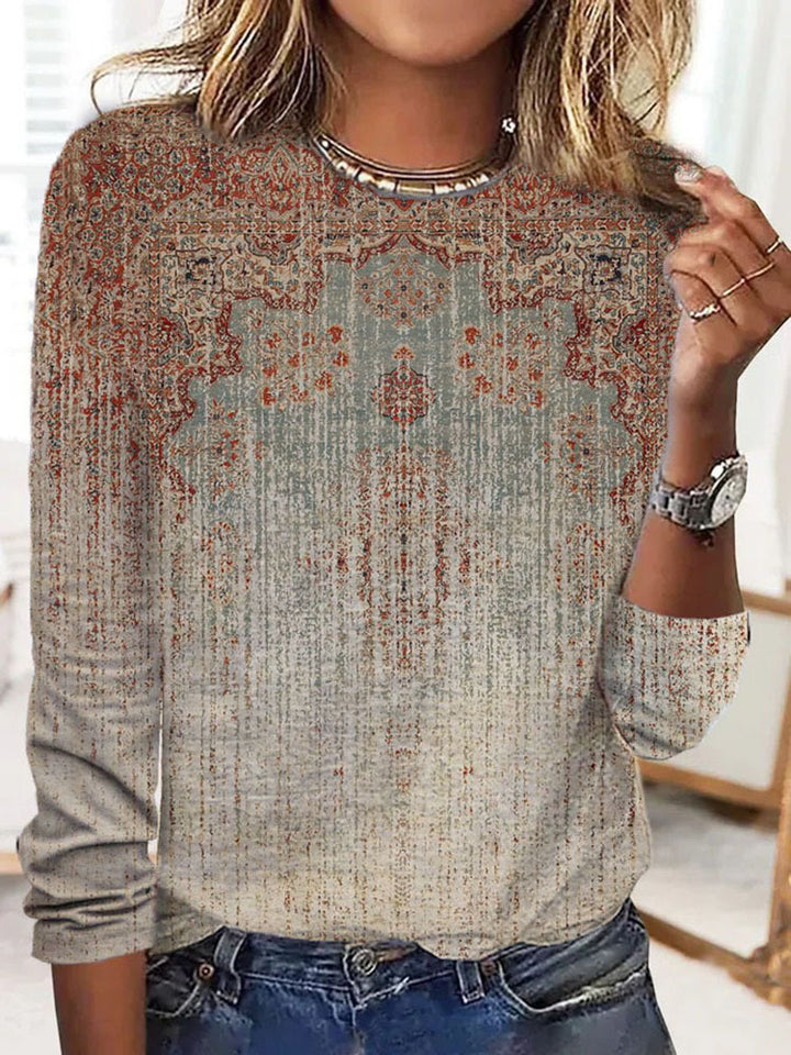 Damen Langärmeliges Oversize-Sweatshirt mit abstraktem Aquarell-Mosaikprint Drune