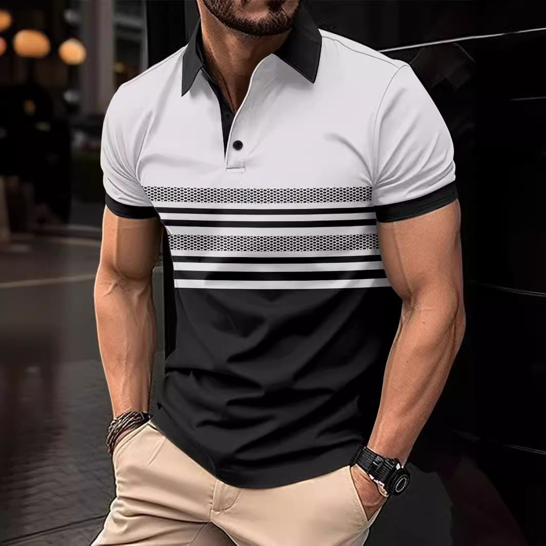 Herren Kurzarm Poloshirt mit hochwertigem Streifen-Design und atmungsaktiven Eigenschaften Drune