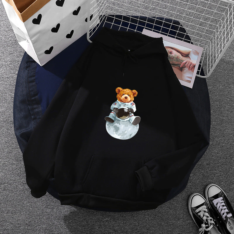 Damen nan weicher Oversize-Kapuzenpullover mit kawaii Pilzfrosch-Print, Kängurutasche und gerippten Bündchen Drune
