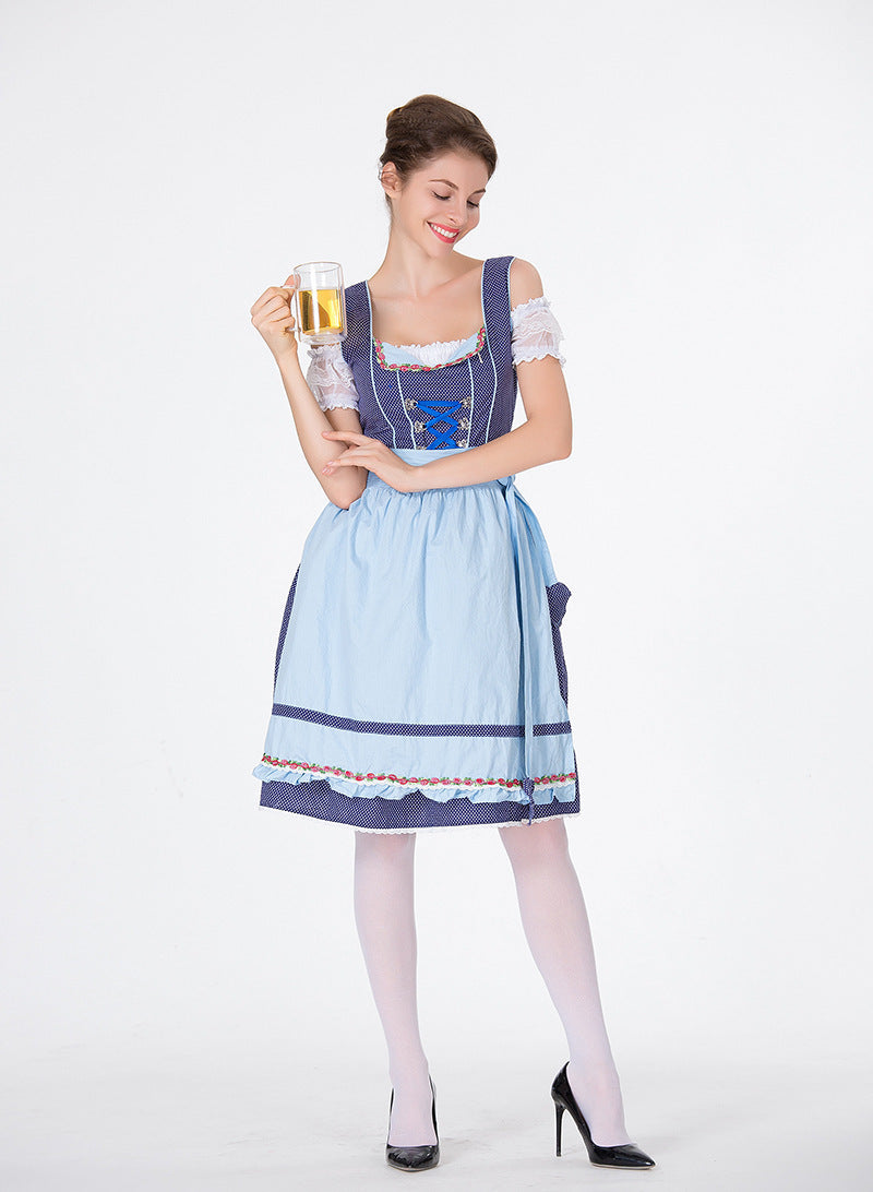 Damen nan traditionelles Dirndl mit Schnürcorsage, knielangem Tellerrock und Schürze Drune