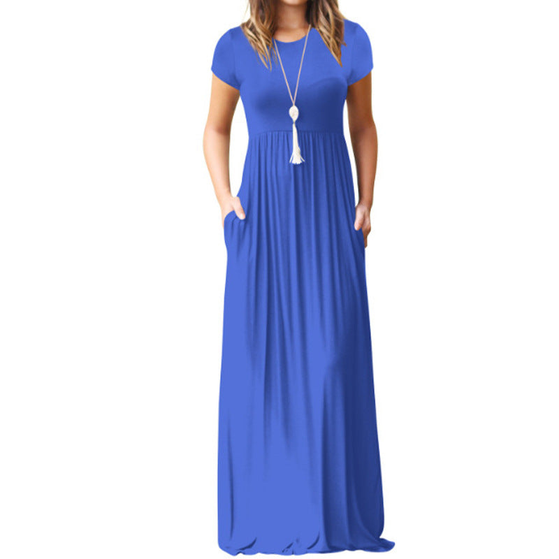 Damen Maxikleid mit tiefem Taillenbund und praktischen Taschen Drune