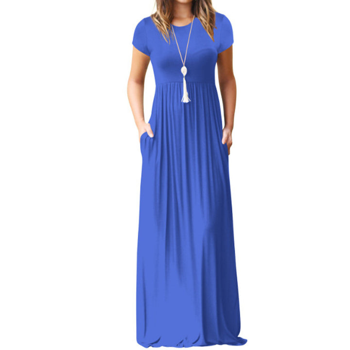 Damen Maxikleid mit tiefem Taillenbund und praktischen Taschen Drune