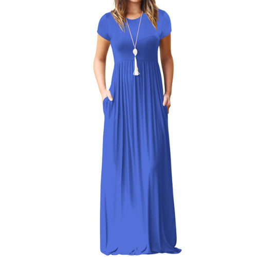 Damen Maxikleid mit tiefem Taillenbund und praktischen Taschen Drune