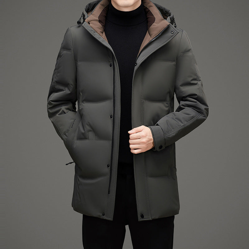 Herren Wattierte Kapuzen-Steppjacke mit verlängertem Schnitt und winddichter Membran Drune