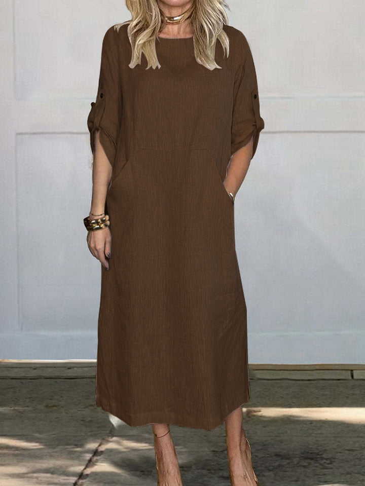 Damen Midikleid mit praktischen Taschen und lässigem Schnitt Drune
