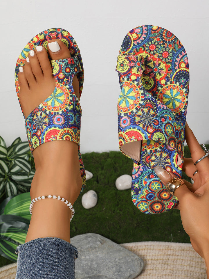 Damen Trendige Zehentrenner mit kreativem Ornamentdesign und gepolsterter Sohle Drune