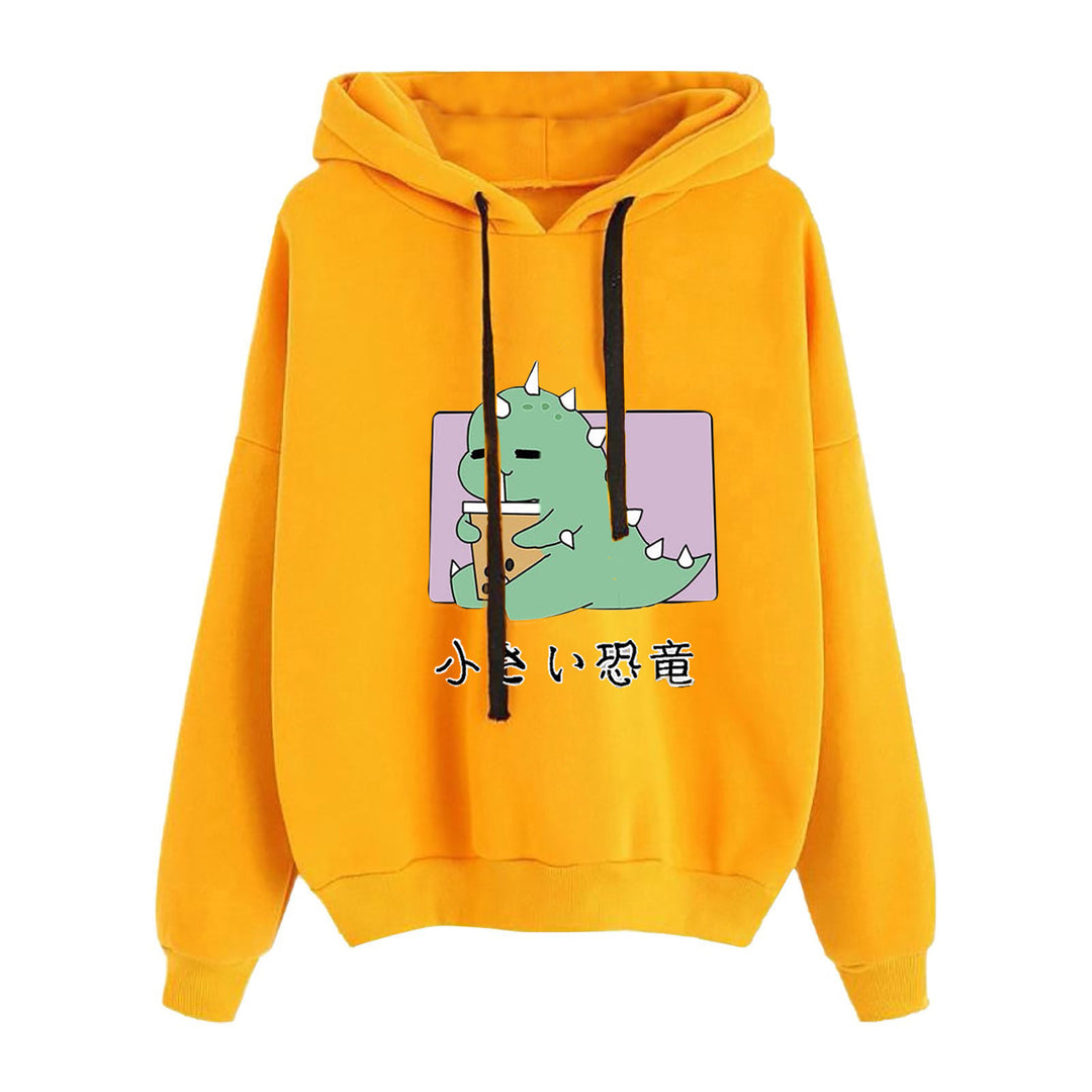 Damen nan kurz geschnittener Cropped-Kapuzenpullover mit niedlicher Frosch-Illustration und verstellbarer Kapuze Drune