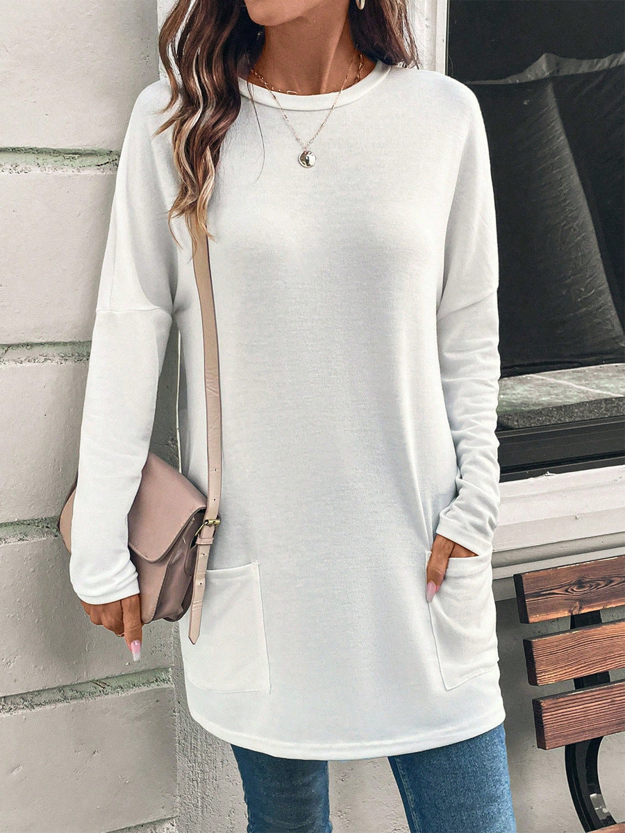 Drune | Sweatshirt - Relaxed Fit - Baumwollmischung - Tunika-Länge - Rundhalsausschnitt - Hüfttaschen