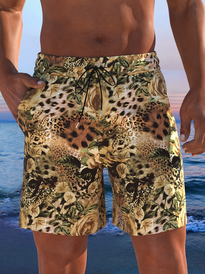 Herren Badeshorts mit animalischem Muster und elastischem Bund Drune