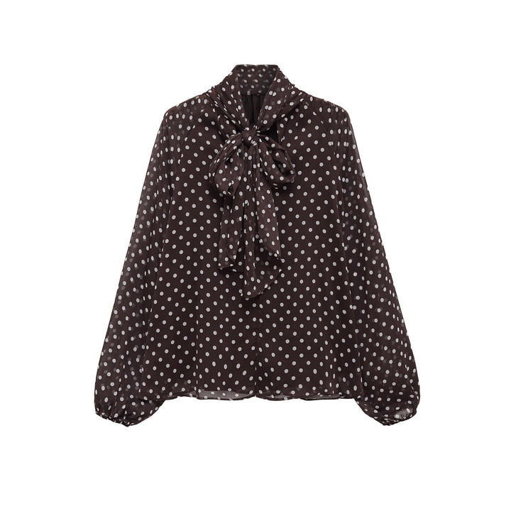 Damen Chiffonbluse mit Schleifenkragen und Ballonärmeln Drune
