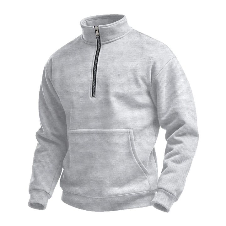 Unisex nan komfortabler Halbzip Pullover mit Kängurutasche und Stehkragen aus Strukturfleece Drune