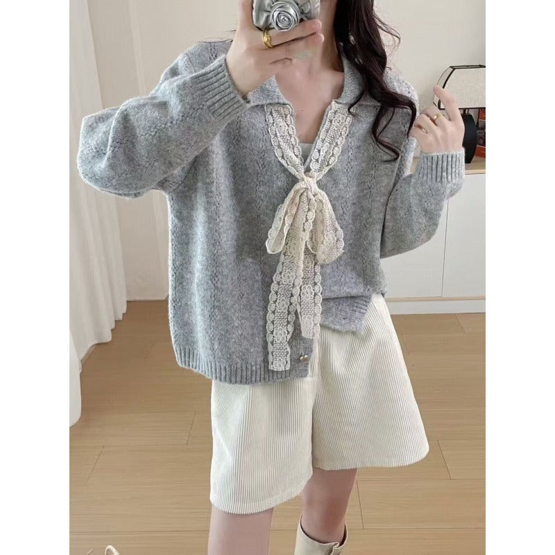 Damen Kaschmirpullover mit Spitzendetails und lässigem Schnitt Drune