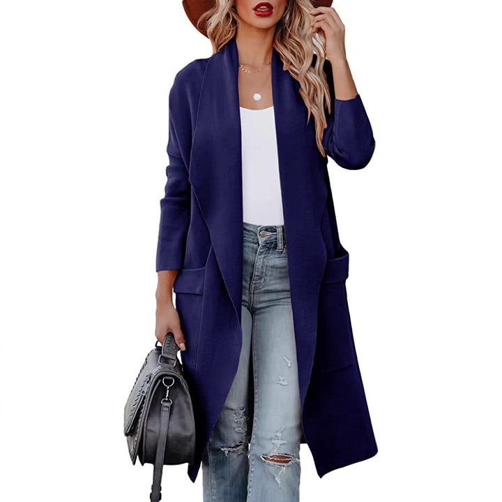 Damen Longline Cardigan mit praktischen Taschen und fließendem Schnitt Drune