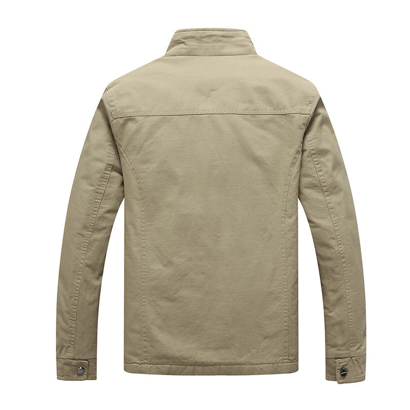 Herren Utility-Fieldblouson aus Baumwoll-Canvas mit Teddyfutter und Stehkragen Drune