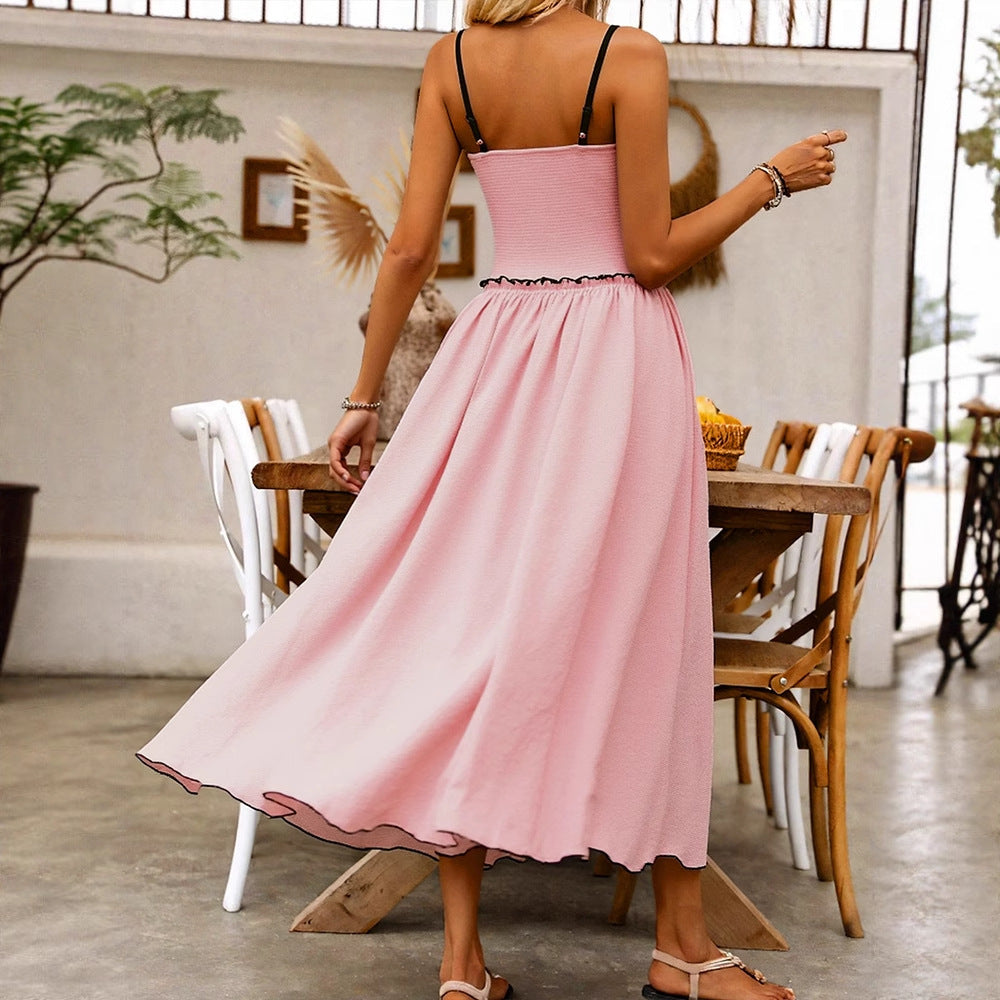 Damen Maxikleid mit raffinierten Raffungseffekten und verstellbaren Trägern Drune