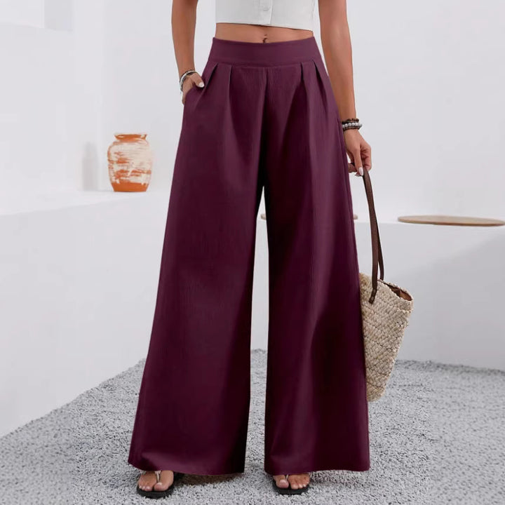 Damen Elegante und weite Bundfaltenhose Drune