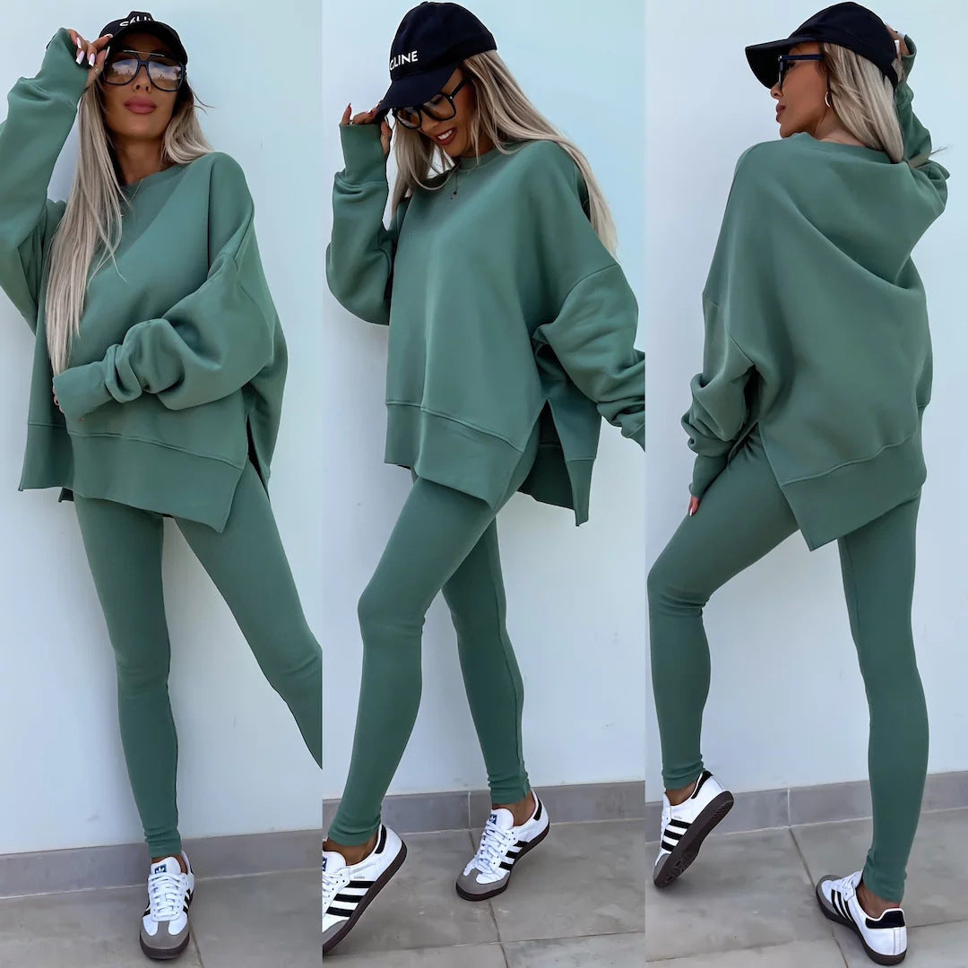 Damen Sportlicher Freizeitanzug mit oversized Sweatshirt und enganliegenden Leggings Drune